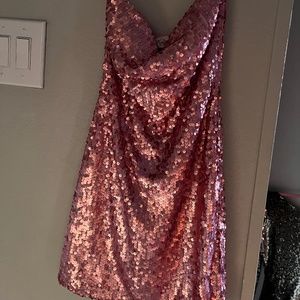 Pink sequence tube dress